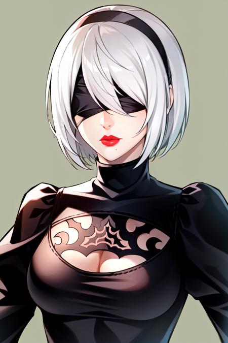 12752-1658926433-yorha no. 2 type b, 1girl, blindfold, breasts, cleavage, cleavage cutout, clothing cutout, green background, hair between eyes,.png